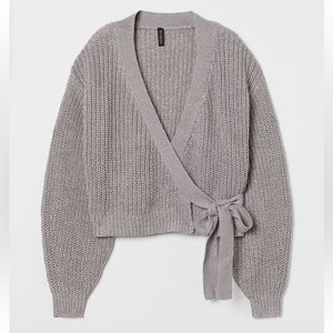 NWOT - Fine Knit Wrap Front Cardigan / Tie Top